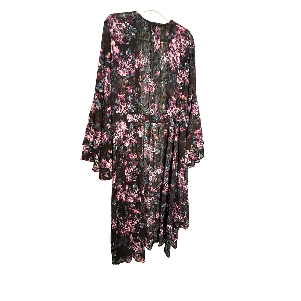 Torrid Lurex Chiffon Maxi Kimono open front floral romantic whimsical - Picture 11 of 11